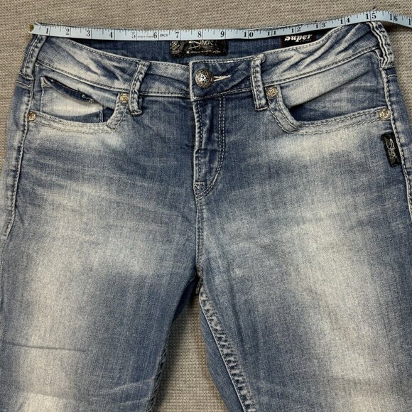 Silver Suki Jeans Womens Blue Denim Super Stretch High Capri Size W30/L22.5 - Picture 9 of 14